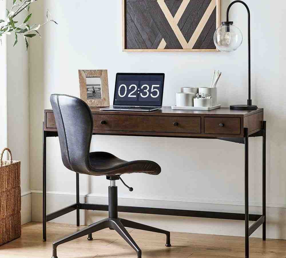Warren 46.5" Writing Desk with Drawers, Dark Umber