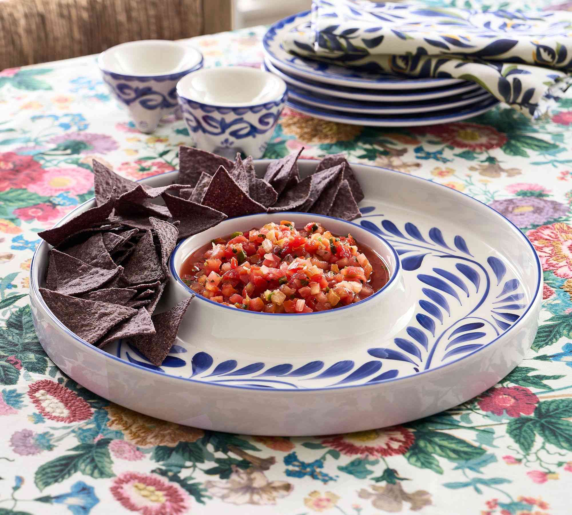 Pottery Barn | Puebla Porcelain Chip & Dip Server
