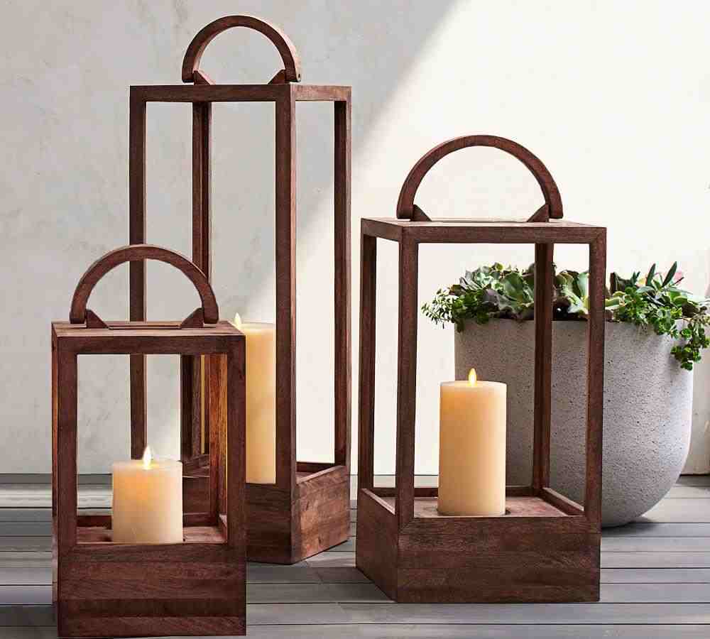 Decker Mango Wood Laterns - Brown