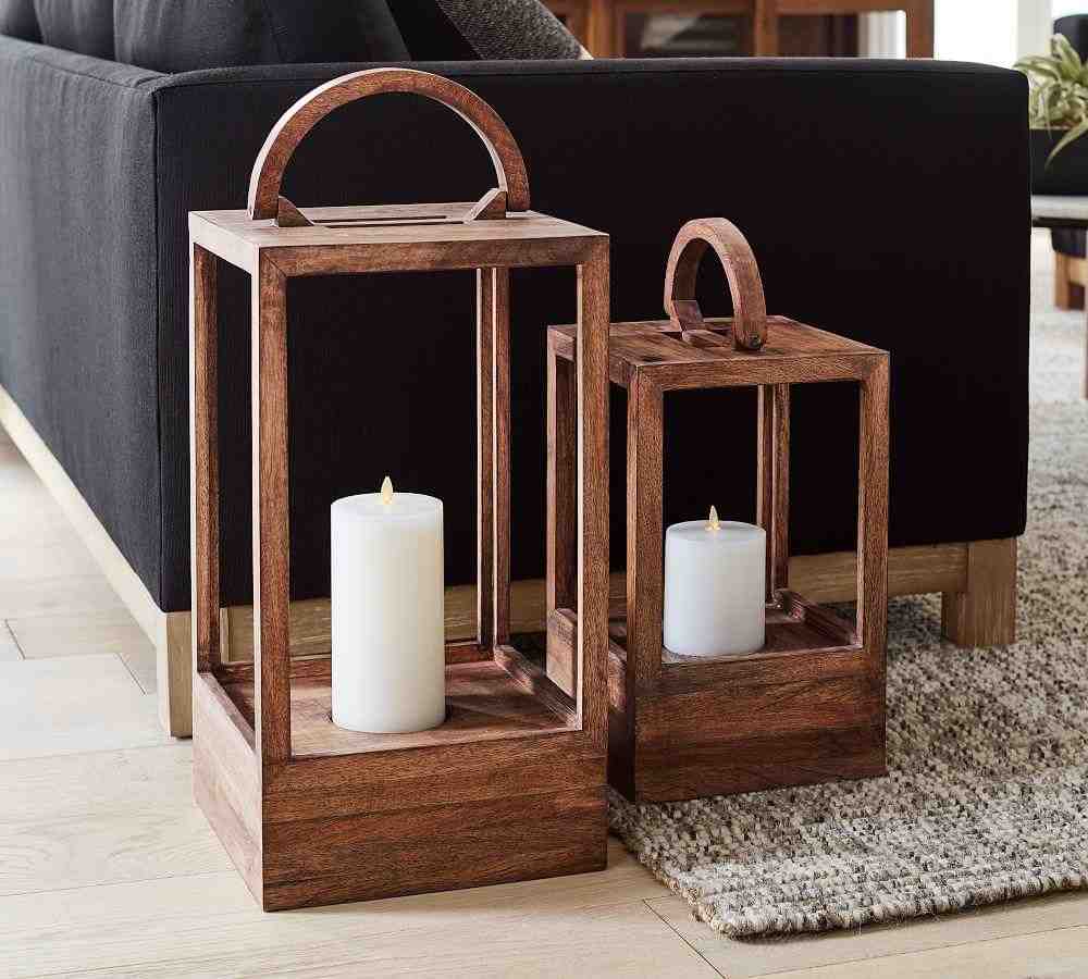Decker Mango Wood Laterns - Brown