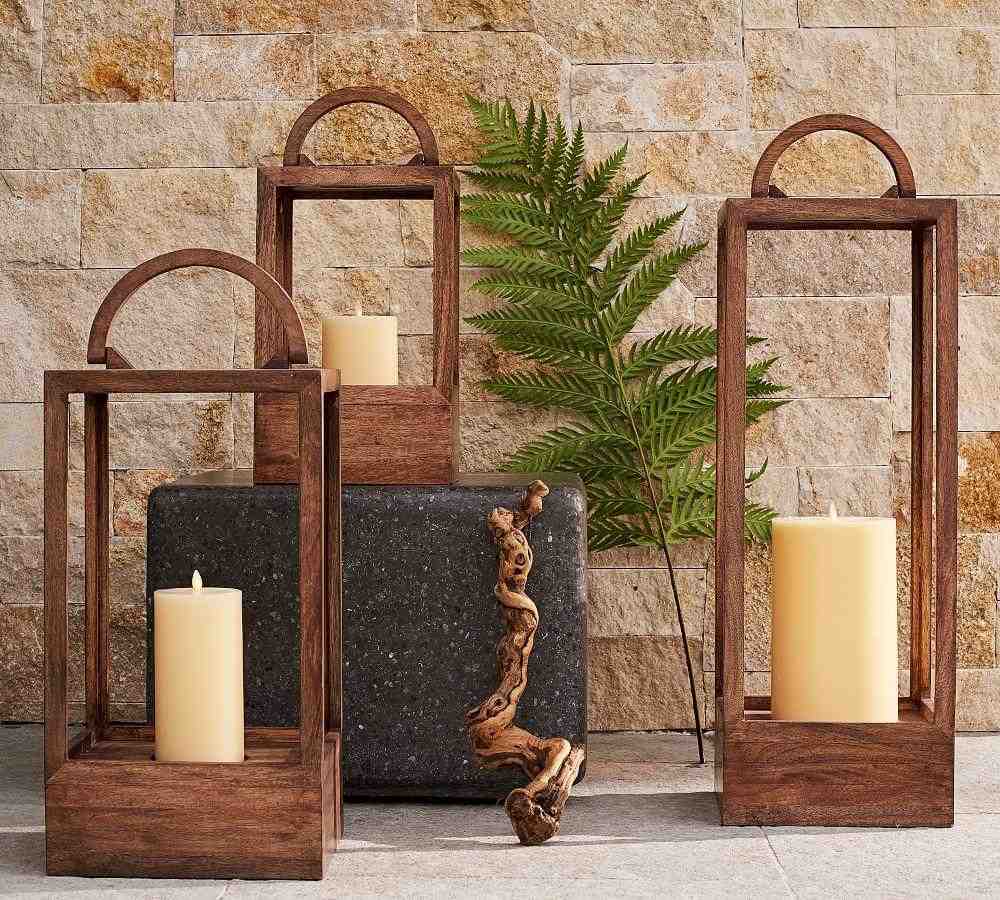 Decker Mango Wood Laterns - Brown