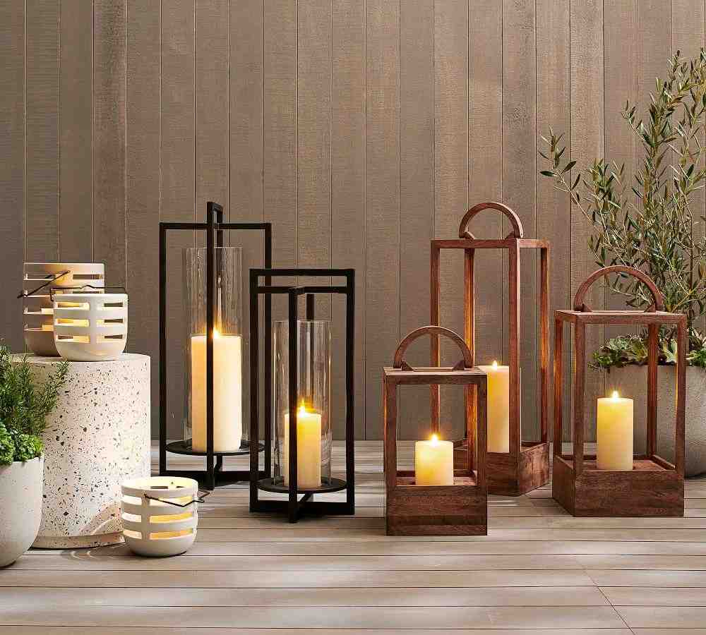 Decker Mango Wood Laterns - Brown