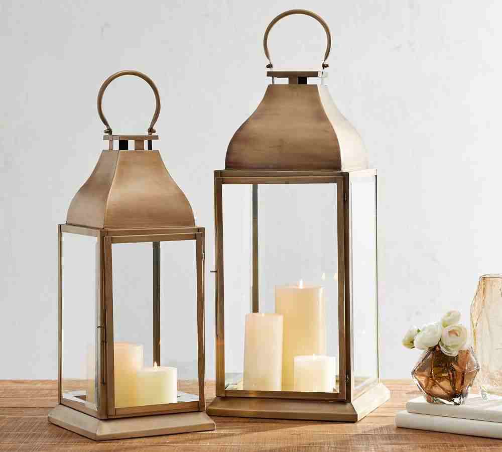 Chester Handmade Brushed Brass Indoor-Outdoor Lantern