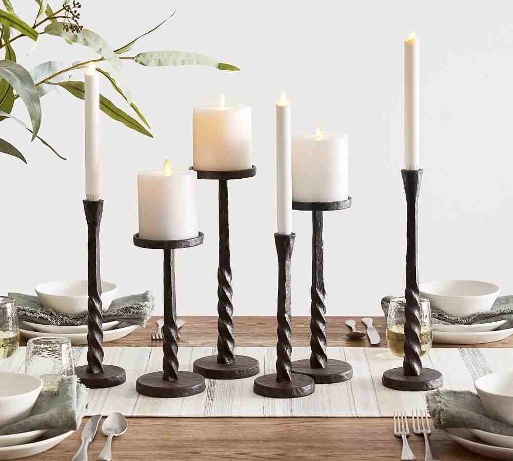 Easton Iron Candlesticks, Bronze