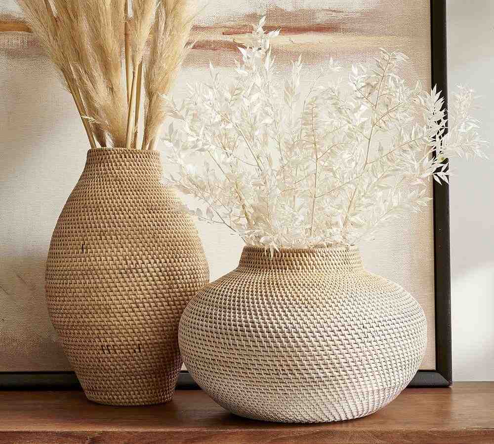 Woven Rattan Vases