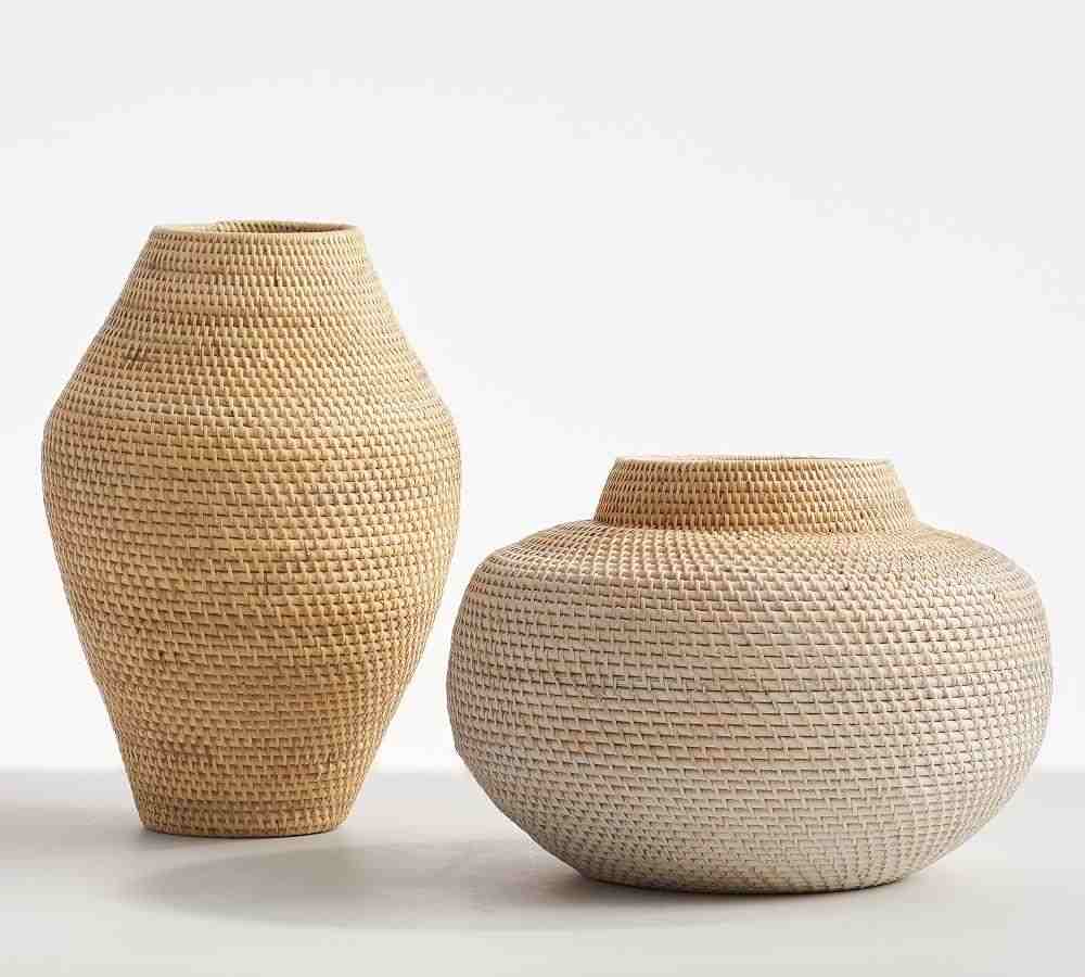 Woven Rattan Vases