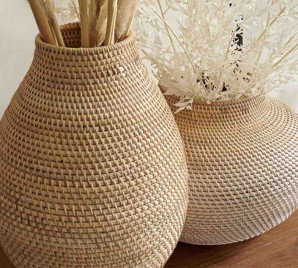 Woven Rattan Vases