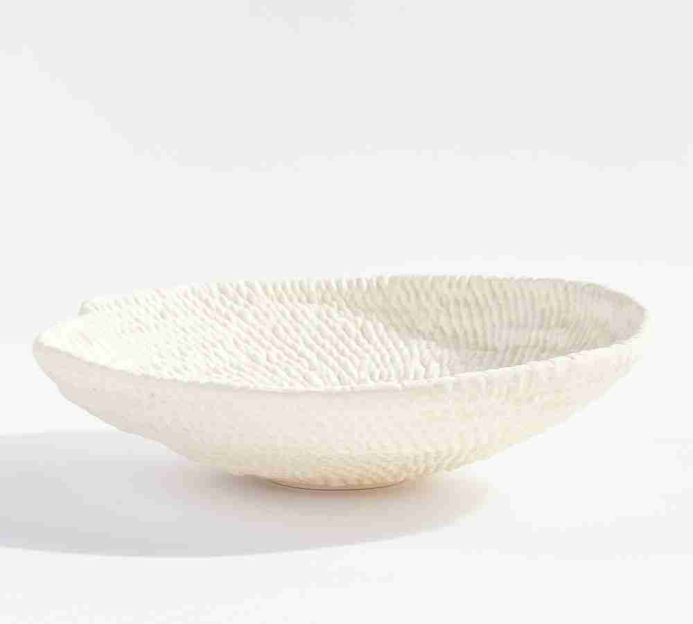 Frasier Handcrafted Etched Bowl, Medium, White