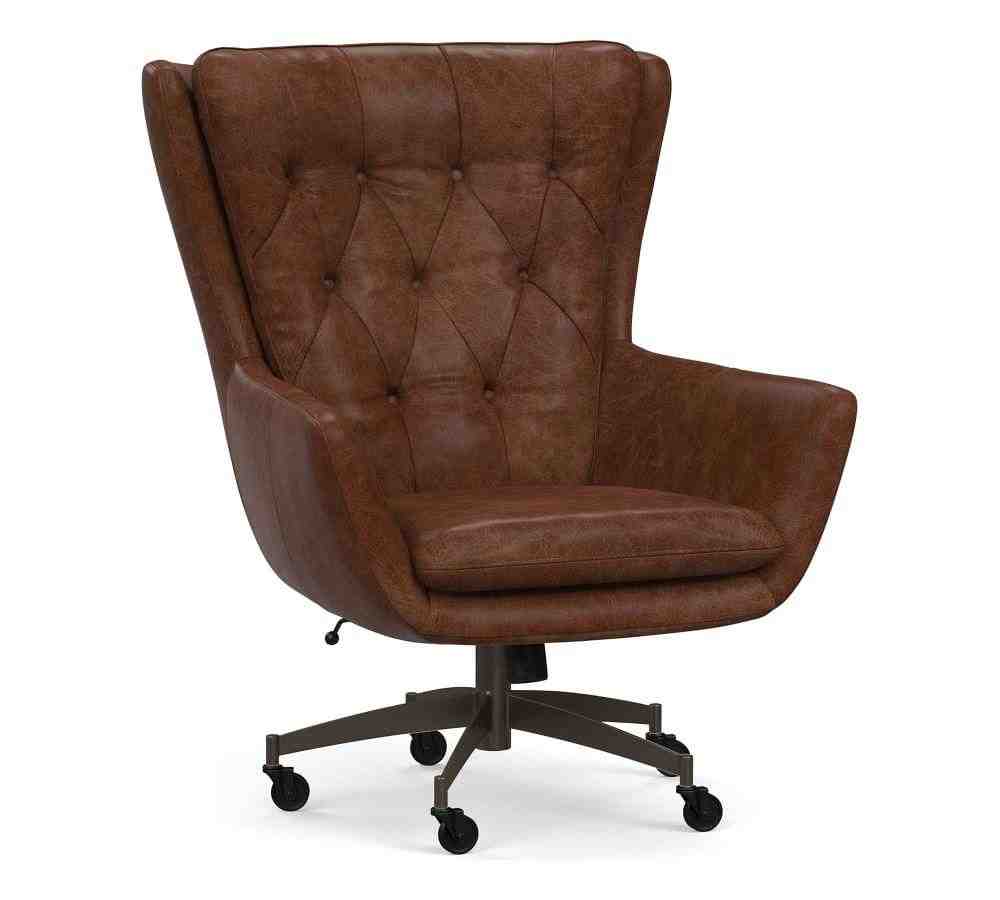 Pottery Barn | Wells Leather Swivel Desk Chair