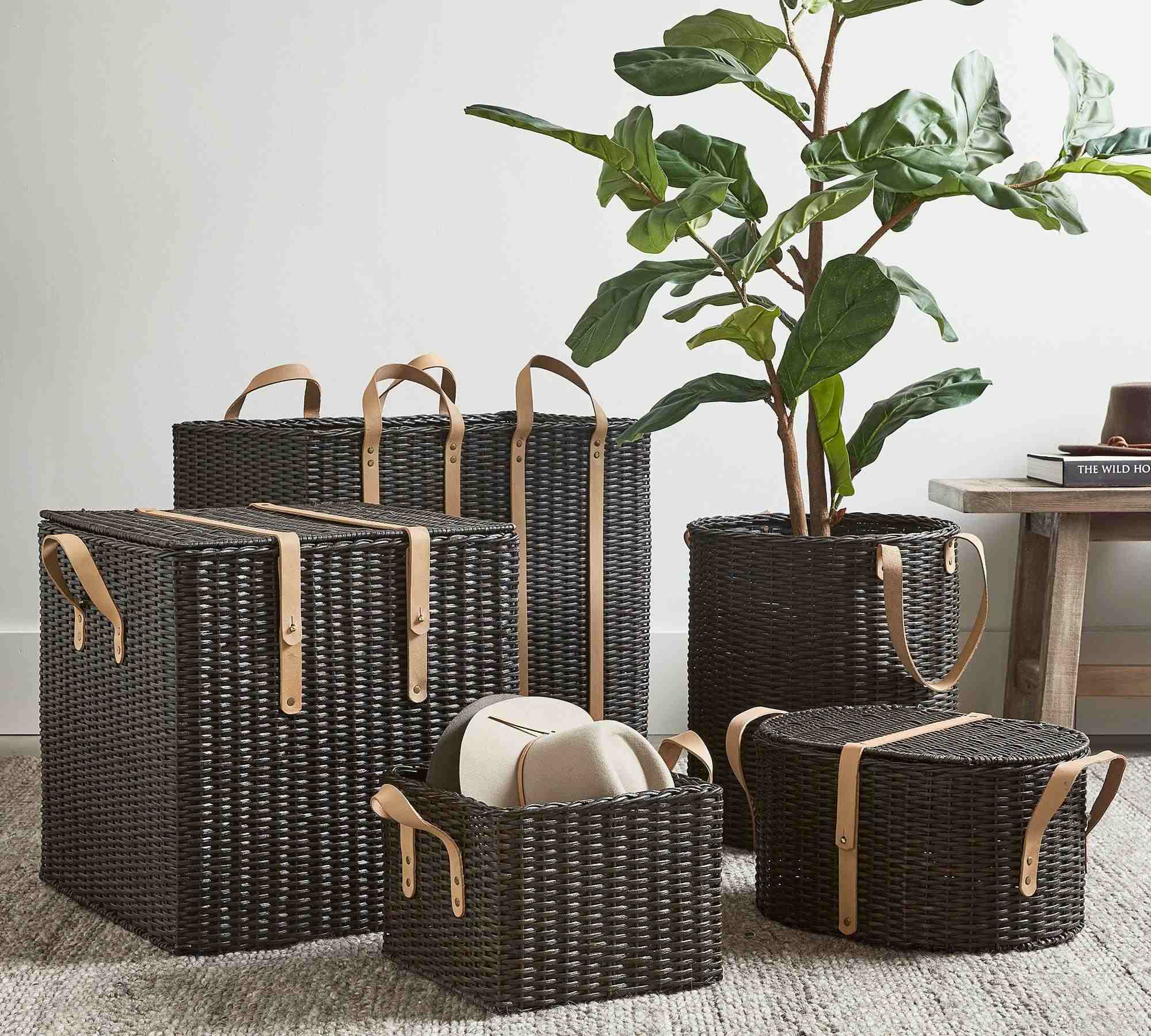 Austin Basket Collection -Distressed Black