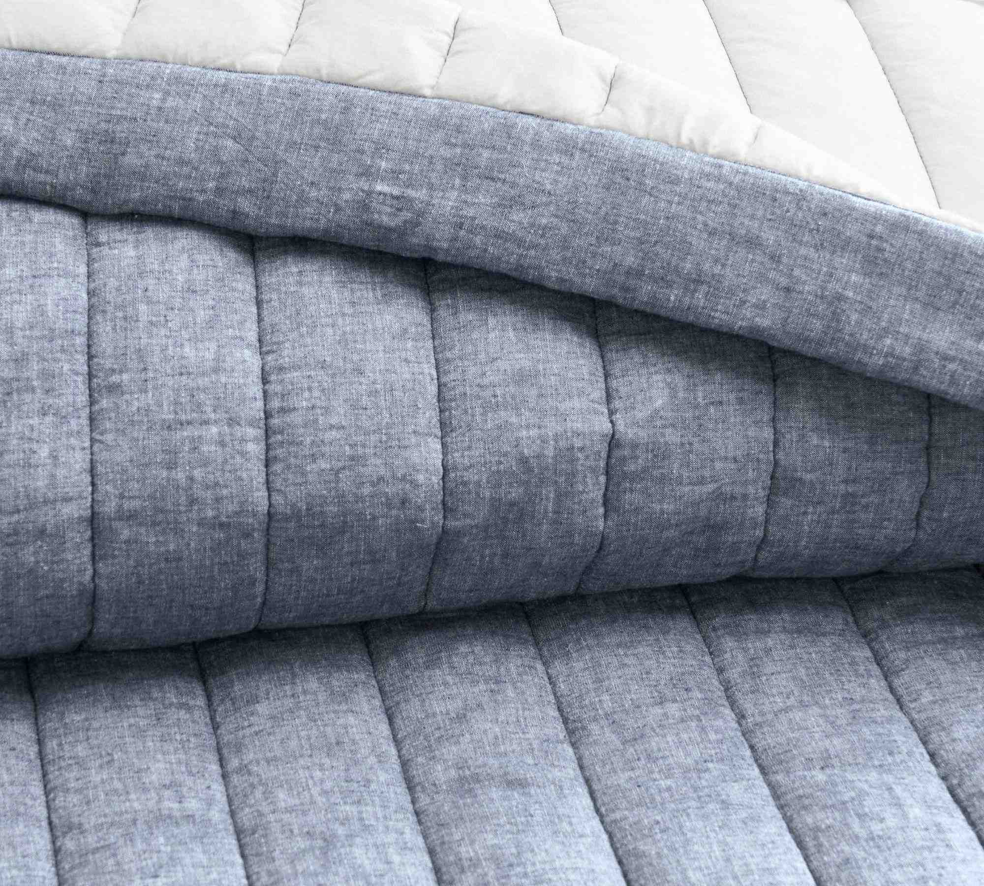 European Flax Linen/Cotton Channel Stitch Quilt