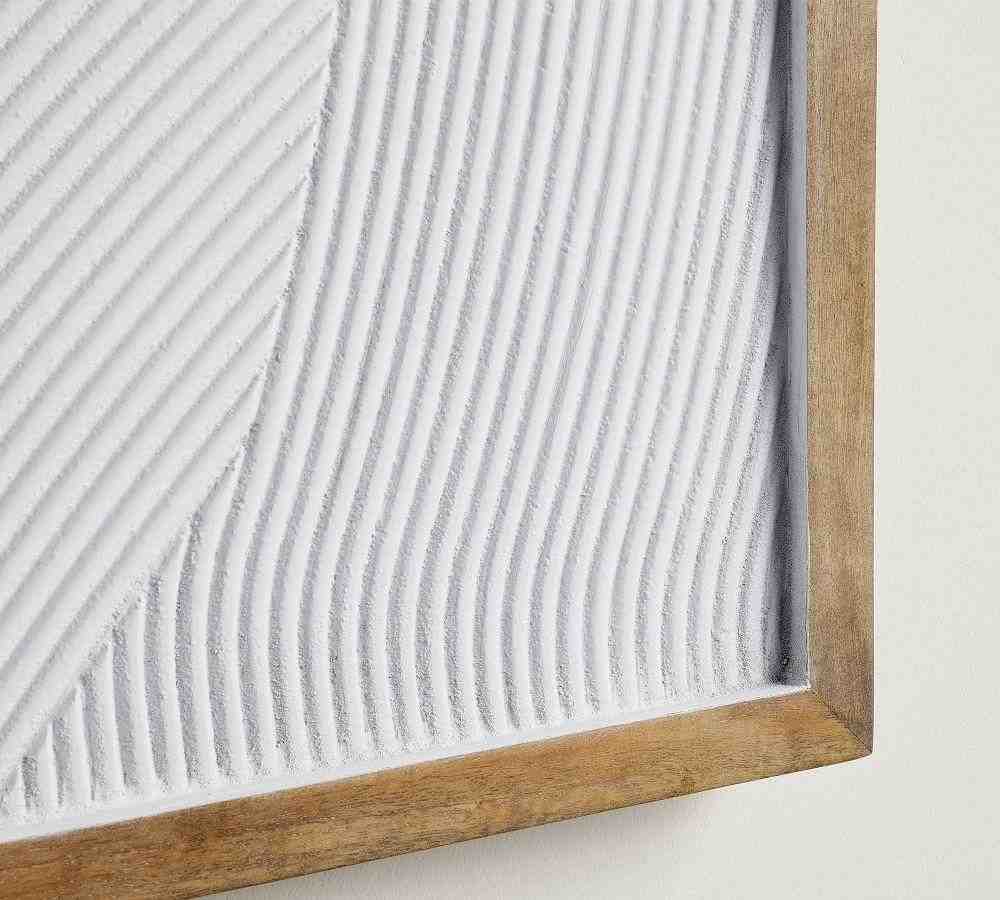 White Waves Plaster Textured Wall Art, White, 33"X46"