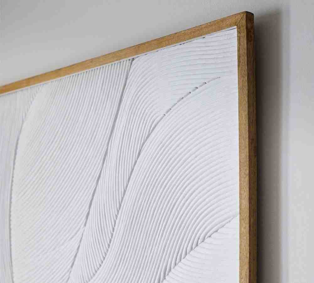 White Waves Plaster Textured Wall Art, White, 33"X46"
