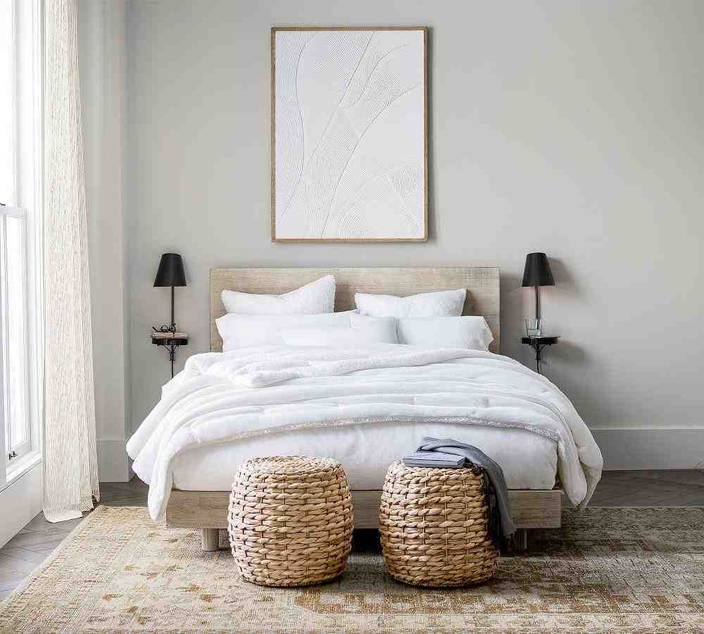 White Waves Plaster Textured Wall Art, White, 33"X46"
