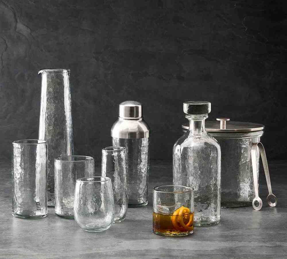 Hammered Drinking Glass, Single - Clear