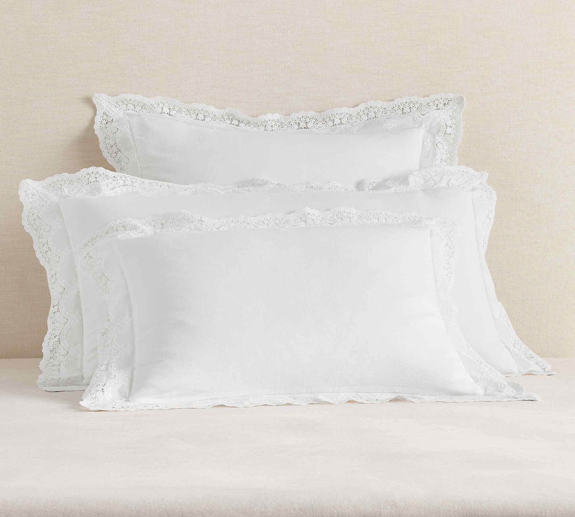 Pottery Barn | LoveShackFancy Belgian Flax Linen Sham with Lace Trim