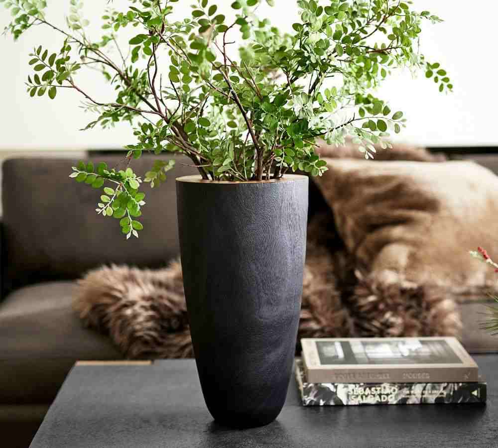 Burned Black Wood Vase