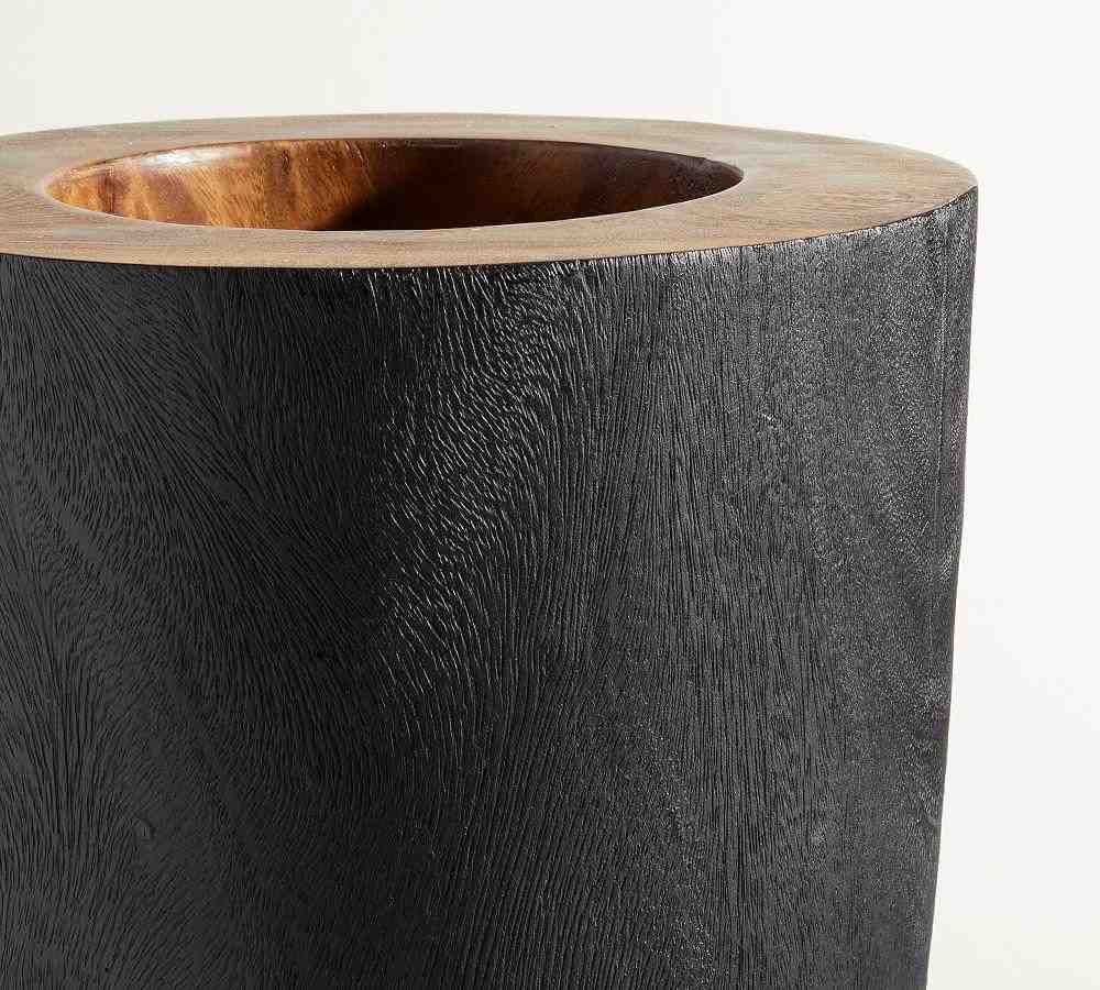 Burned Black Wood Vase