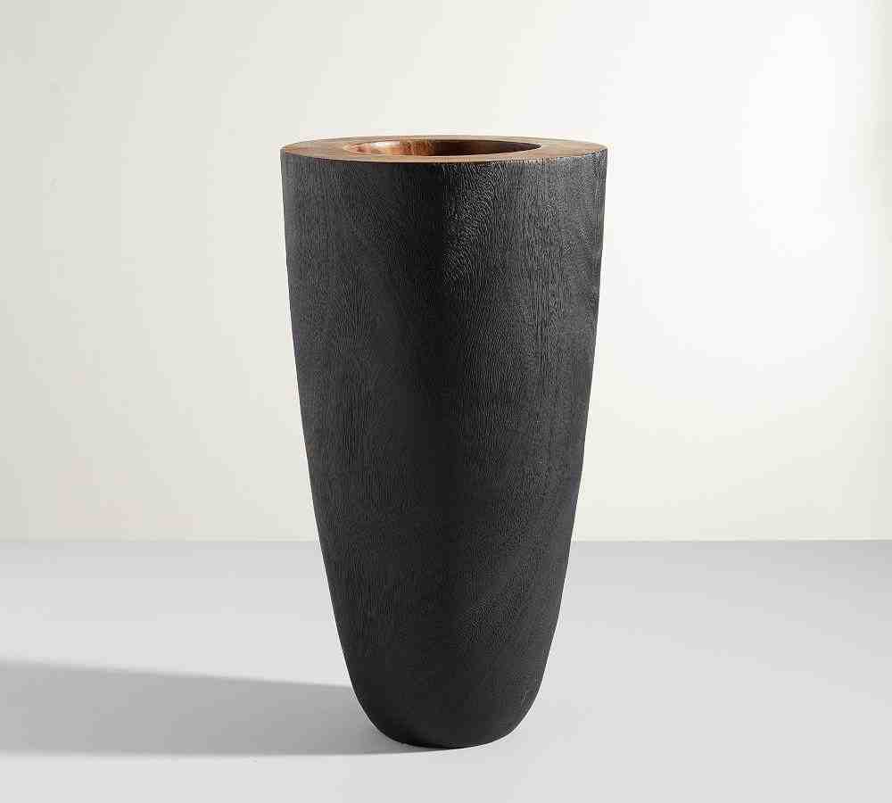 Burned Black Wood Vase