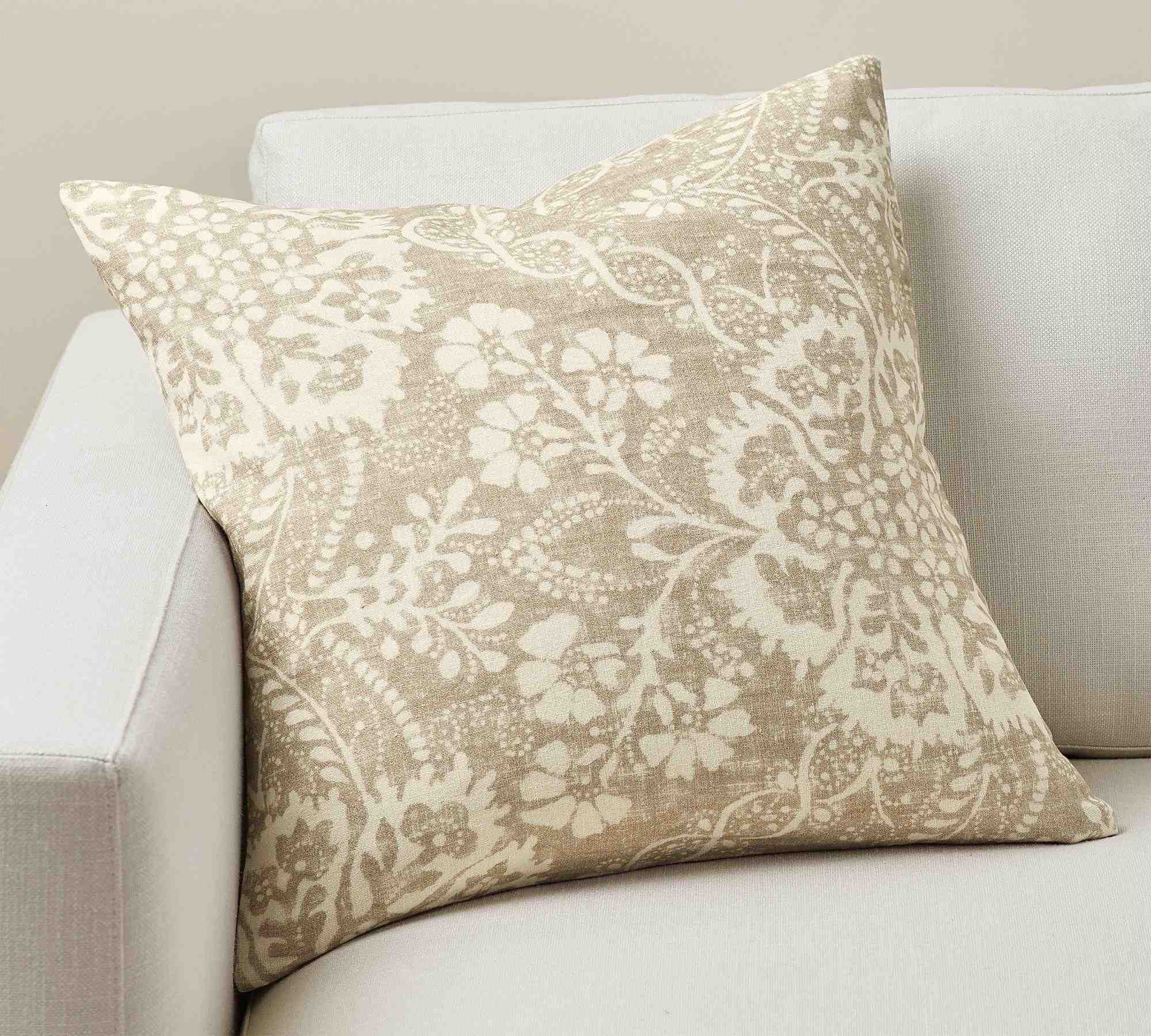 Bernyce Printed Pillow Cover, 20" x 20", Flax