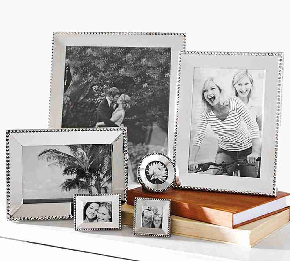 Beaded Silver-Plated Picture Frame