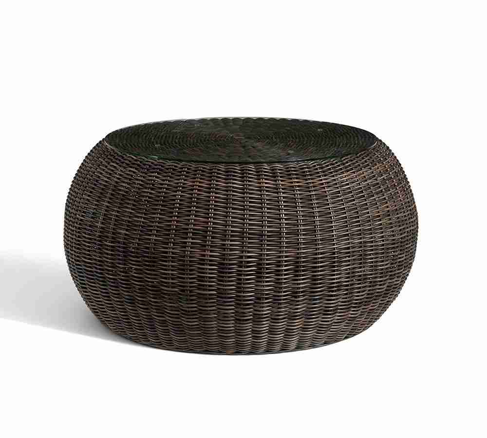 Torrey 36.5Inches All-Weather Wicker Coffee Table Pouf- Espresso