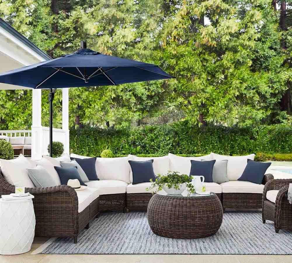 Torrey 36.5Inches All-Weather Wicker Coffee Table Pouf- Espresso