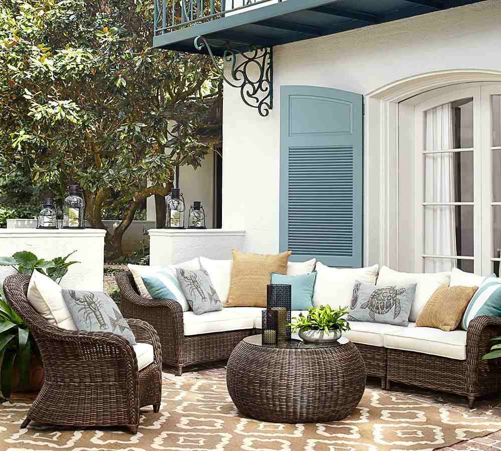 Torrey 36.5Inches All-Weather Wicker Coffee Table Pouf- Espresso