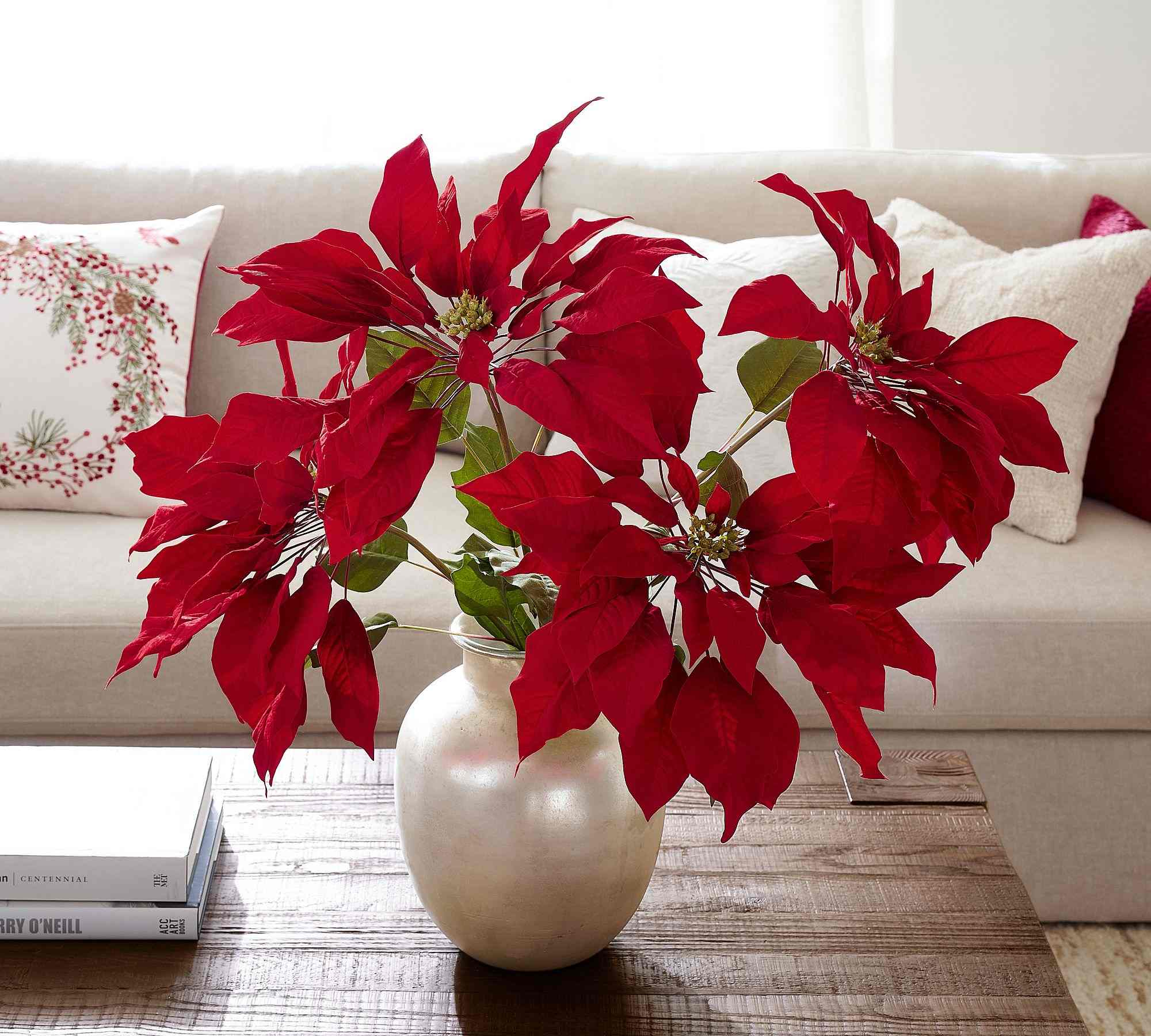 Pottery Barn | Faux Oversized Red Poinsettia Bundle