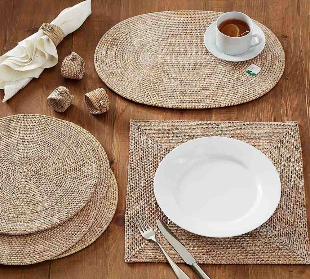 Tava Handwoven Rattan Square Placemat