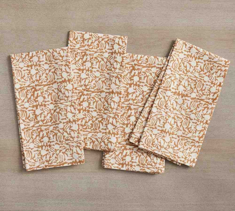 Block Print Diya Cotton Napkin, Set of 4