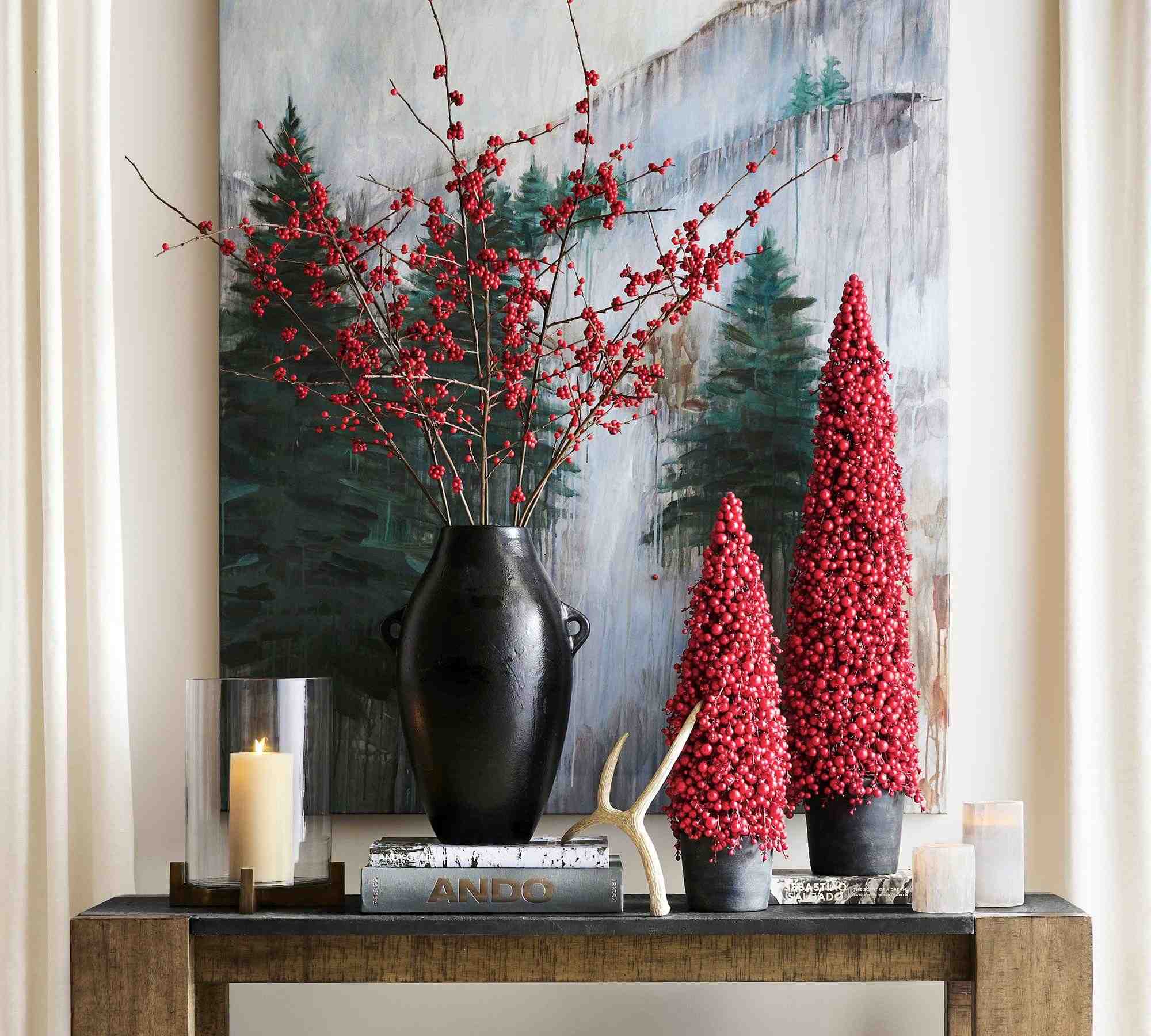 Faux Berry Branch - Red