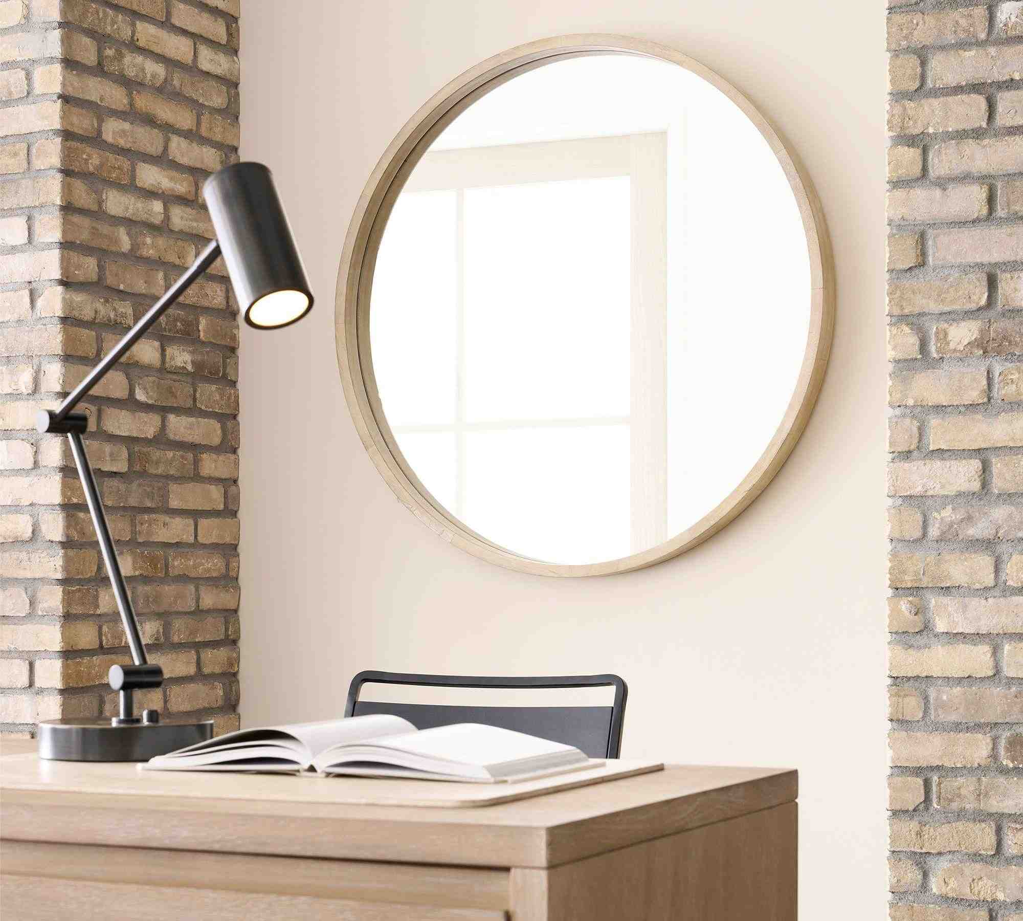 Cayman Mirror, Bleached Wood, 42" Round