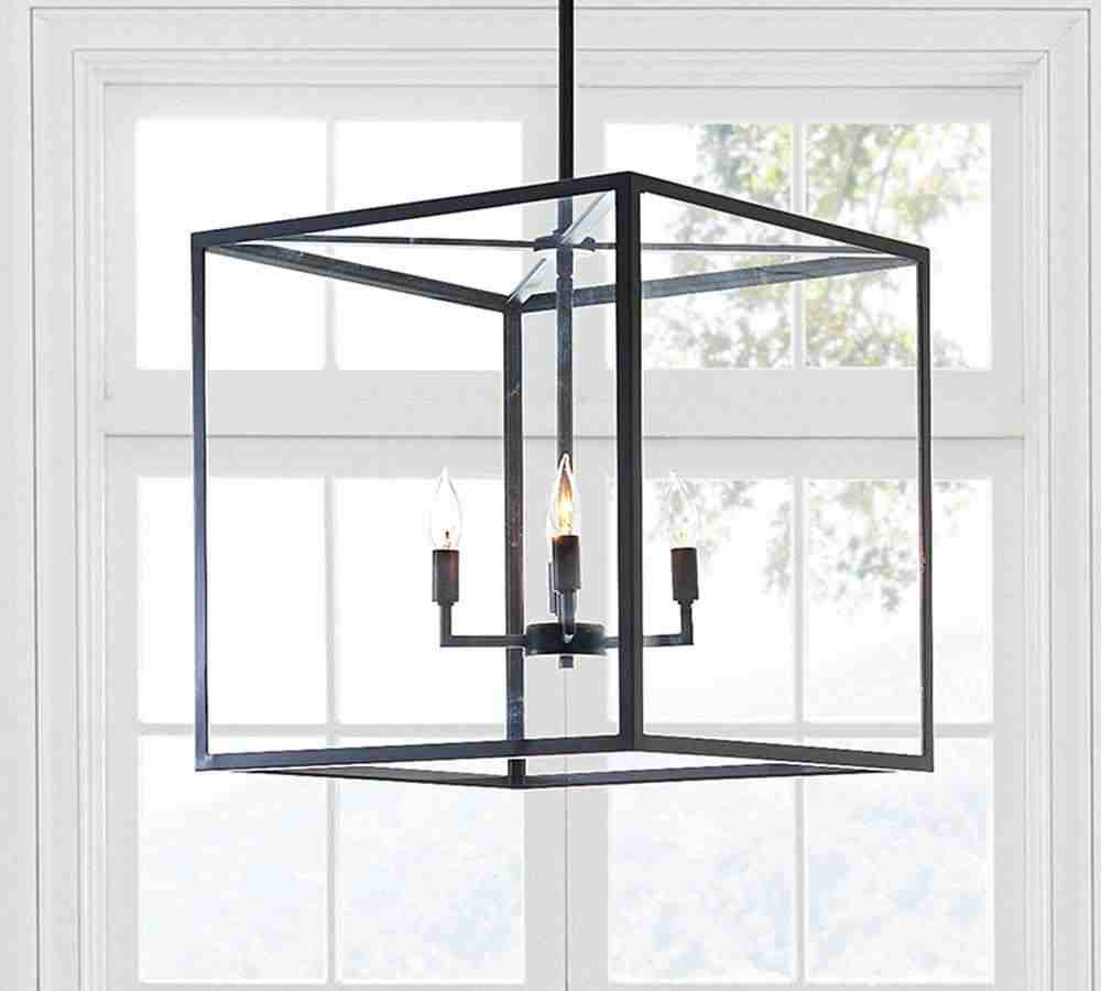 Manor Glass & Iron Square Pendant