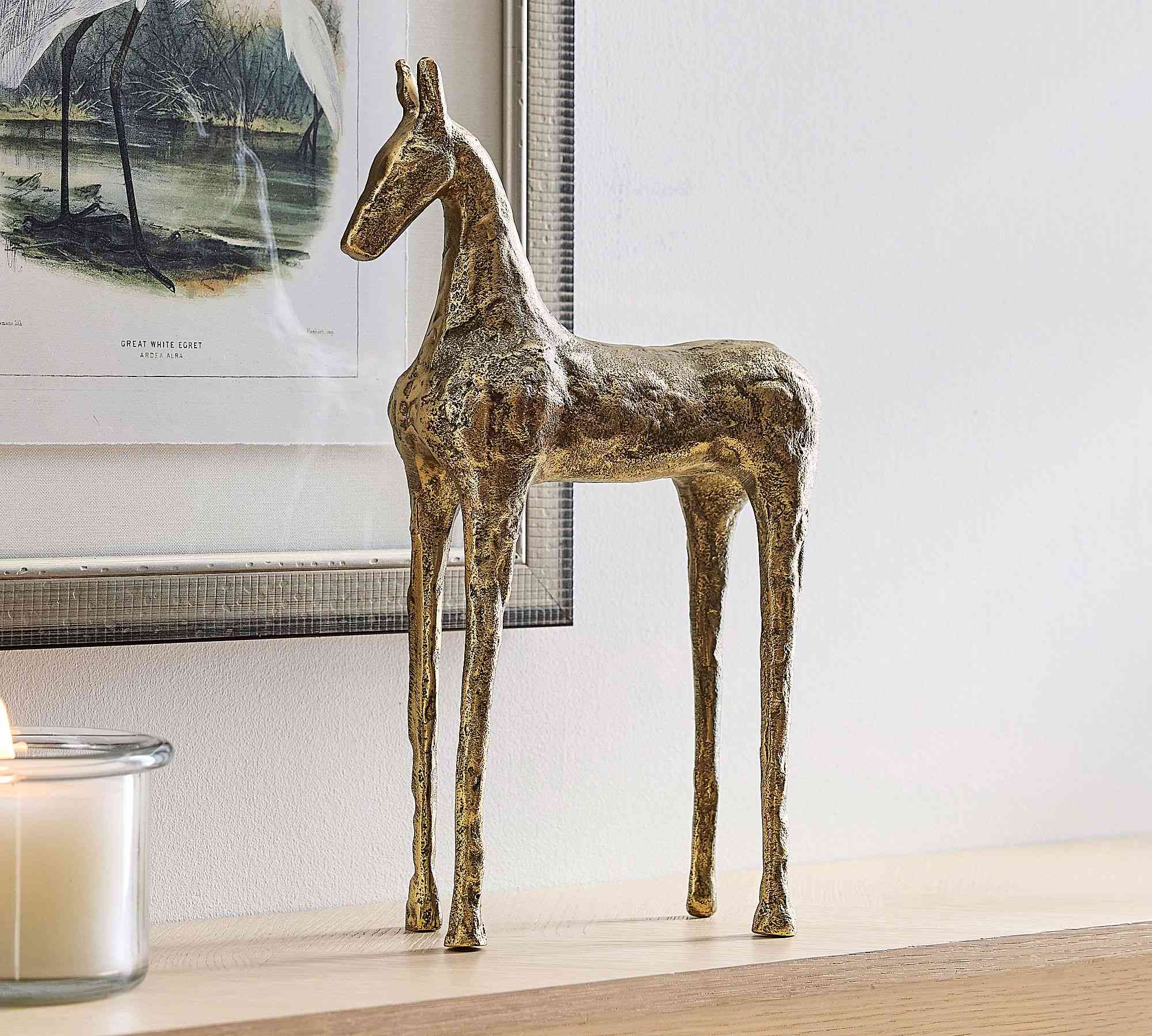 Antique Brass Horse Object