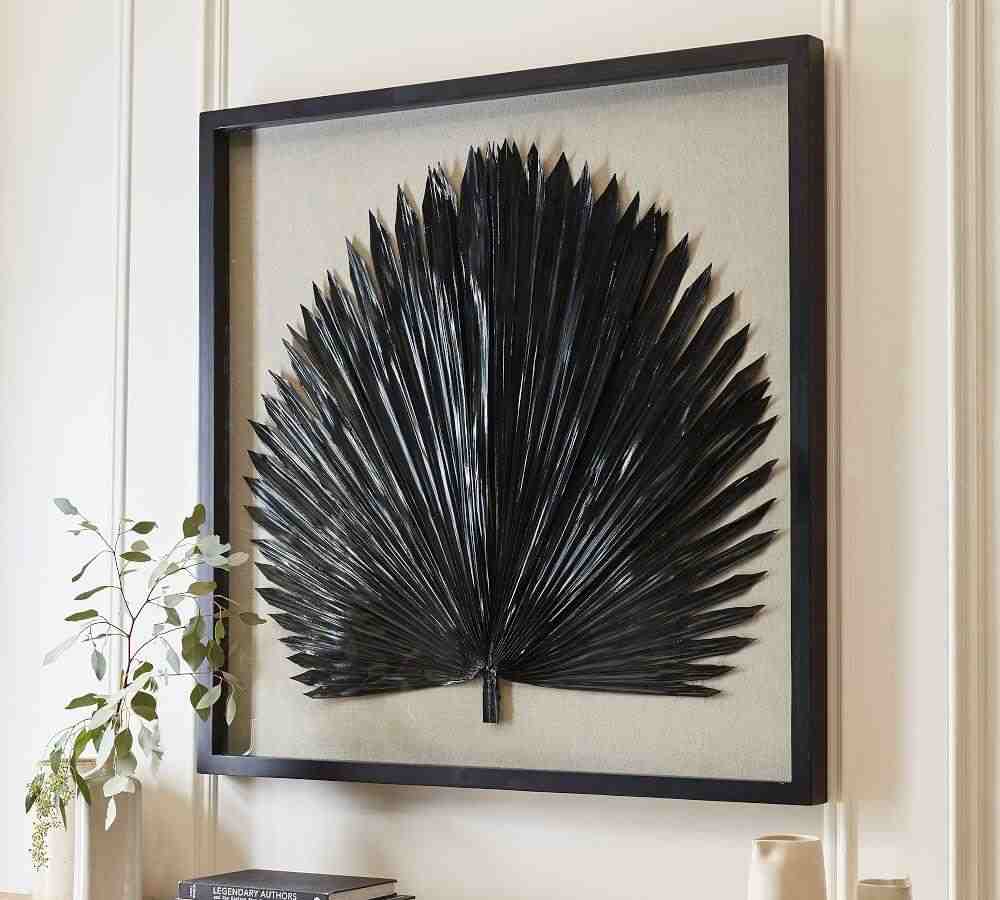Palm Leaf Shadow Box Wall Art - Black