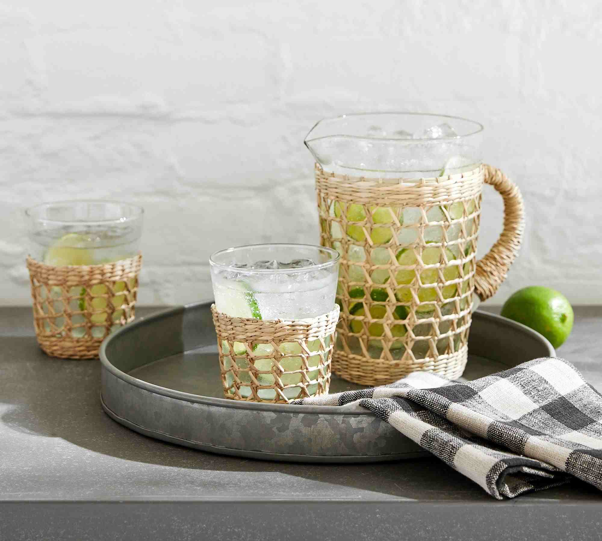 Cane Recycled Drinking Glasses- Set of 6