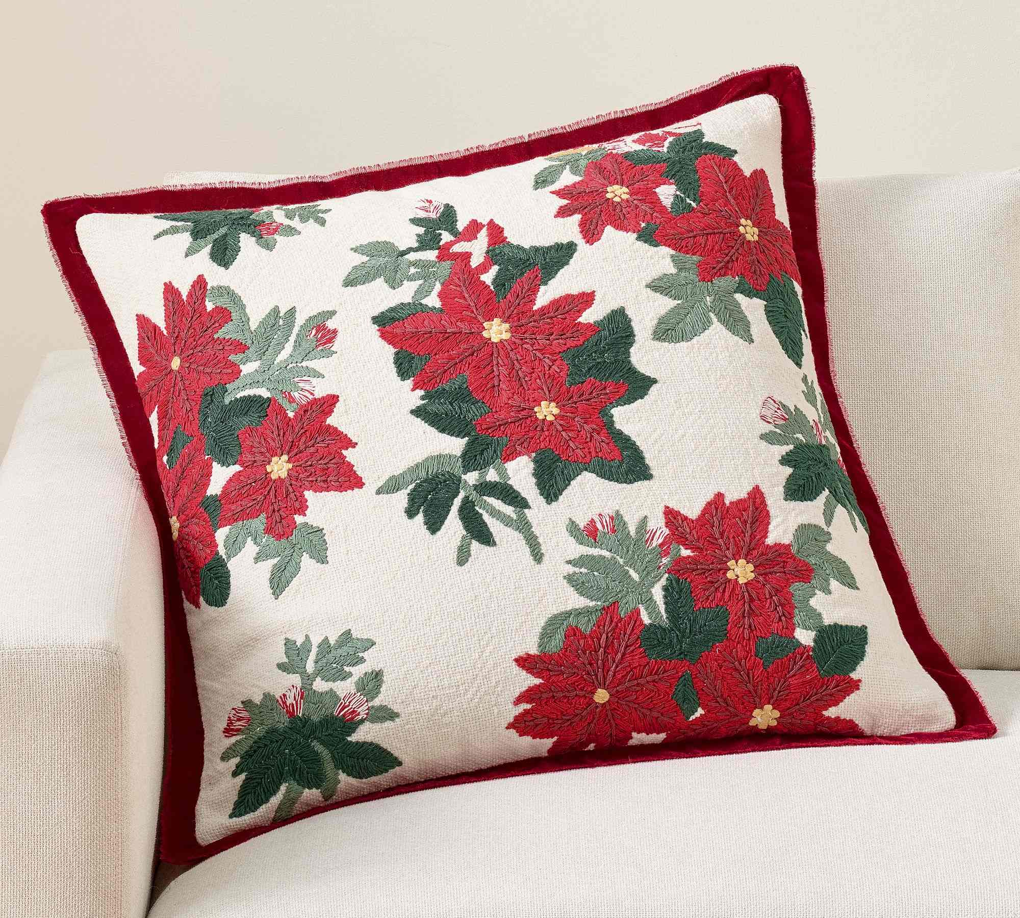 Pottery Barn | Poinsettia with Velvet Flange Pillow