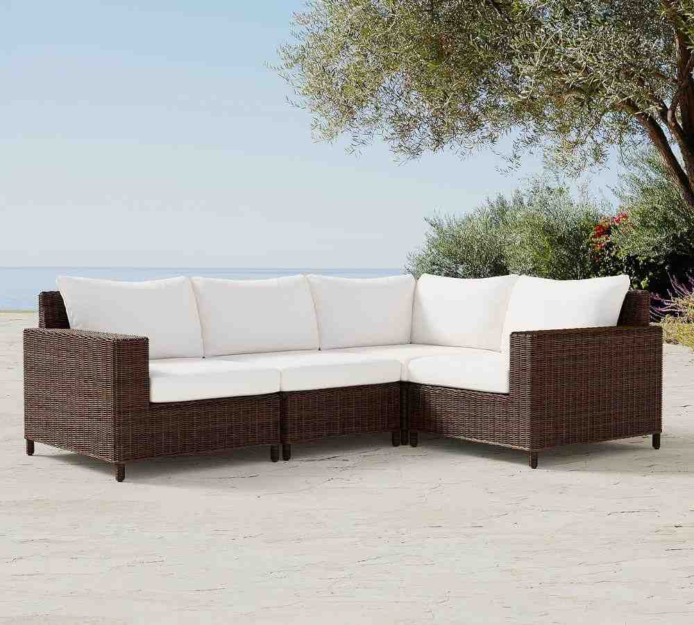 Torrey All-Weather Wicker 4-Piece Square Arm Sectional, Espresso