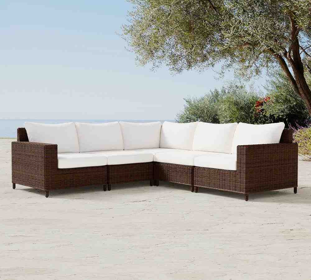 Torrey All-Weather Wicker 5-Piece Square Arm Sectional, Espresso
