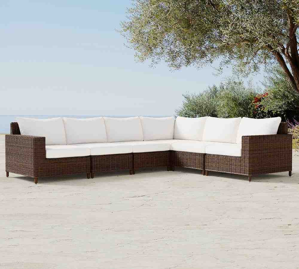 Torrey All-Weather Wicker 6-Piece Square Arm Sectional, Espresso