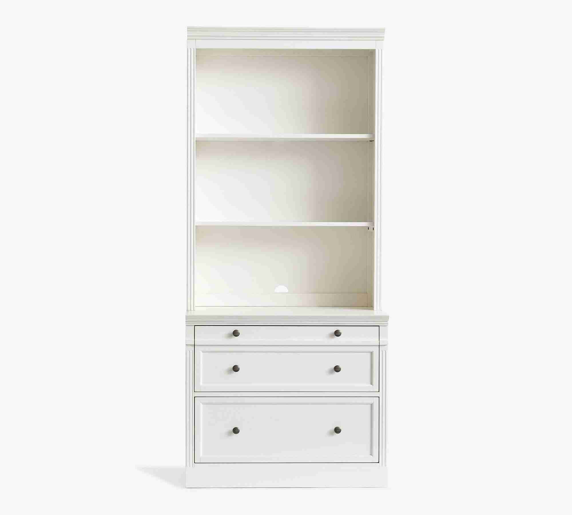 Livingston Bookcase with 2-Drawer Lateral File Cabinet, Montauk White, 35"L x 81"H