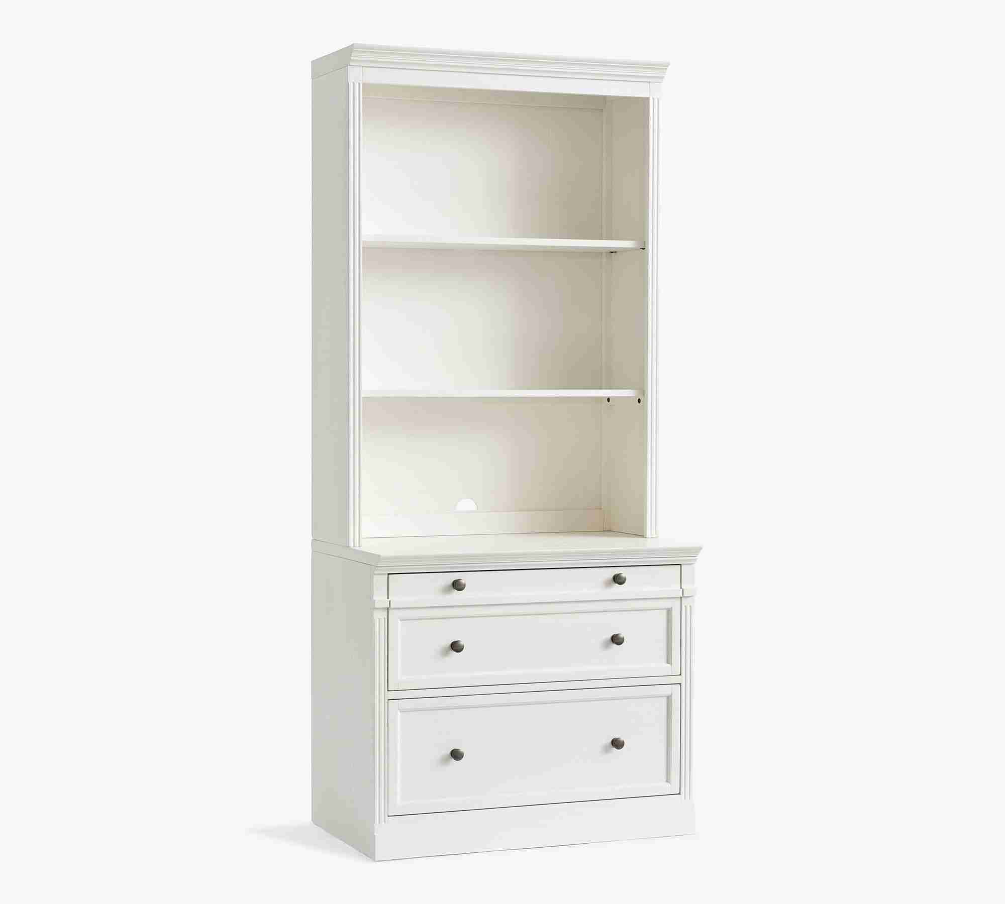 Livingston Bookcase with 2-Drawer Lateral File Cabinet, Montauk White, 35"L x 81"H