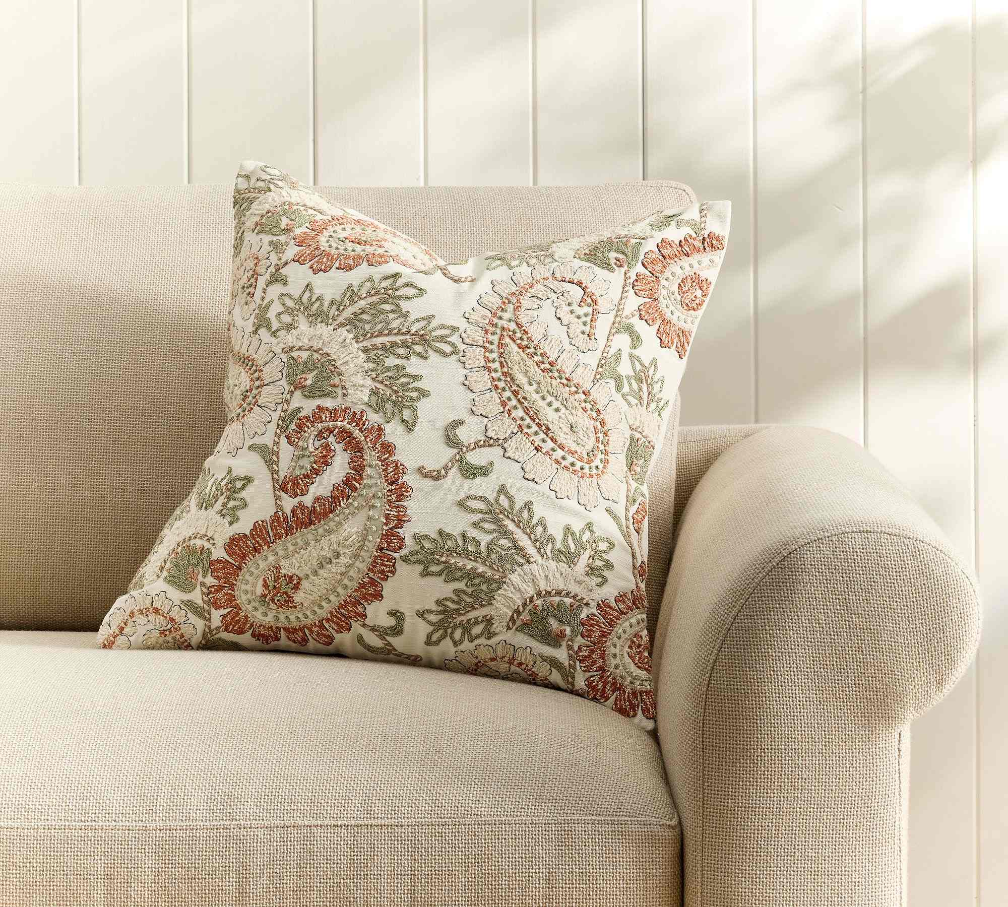 Pottery Barn | Calloway Paisley Embroidered Pillow Cover