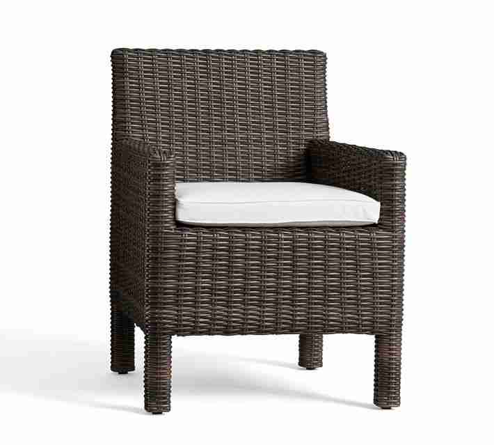 Torrey Indoor-Outdoor All-Weather Wicker Square Arm Dining Chair- Espresso