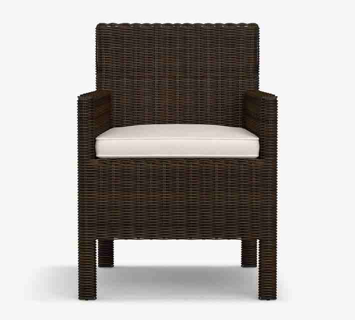 Torrey Indoor-Outdoor All-Weather Wicker Square Arm Dining Chair- Espresso