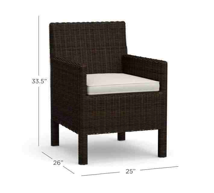 Torrey Indoor-Outdoor All-Weather Wicker Square Arm Dining Chair- Espresso