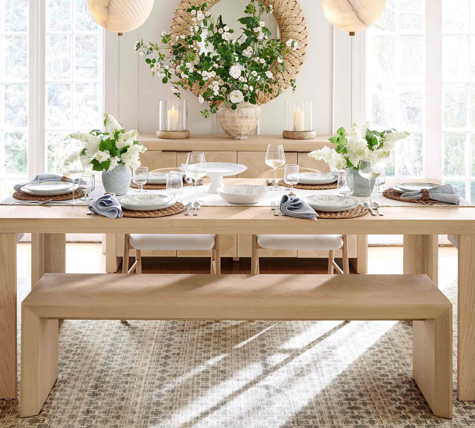 Blair Herringbone Dining Bench (68")