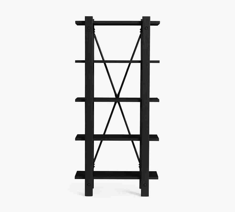 Benchwright 34" x 72.5" Narrow Etagere Bookcase, Blackened Oak