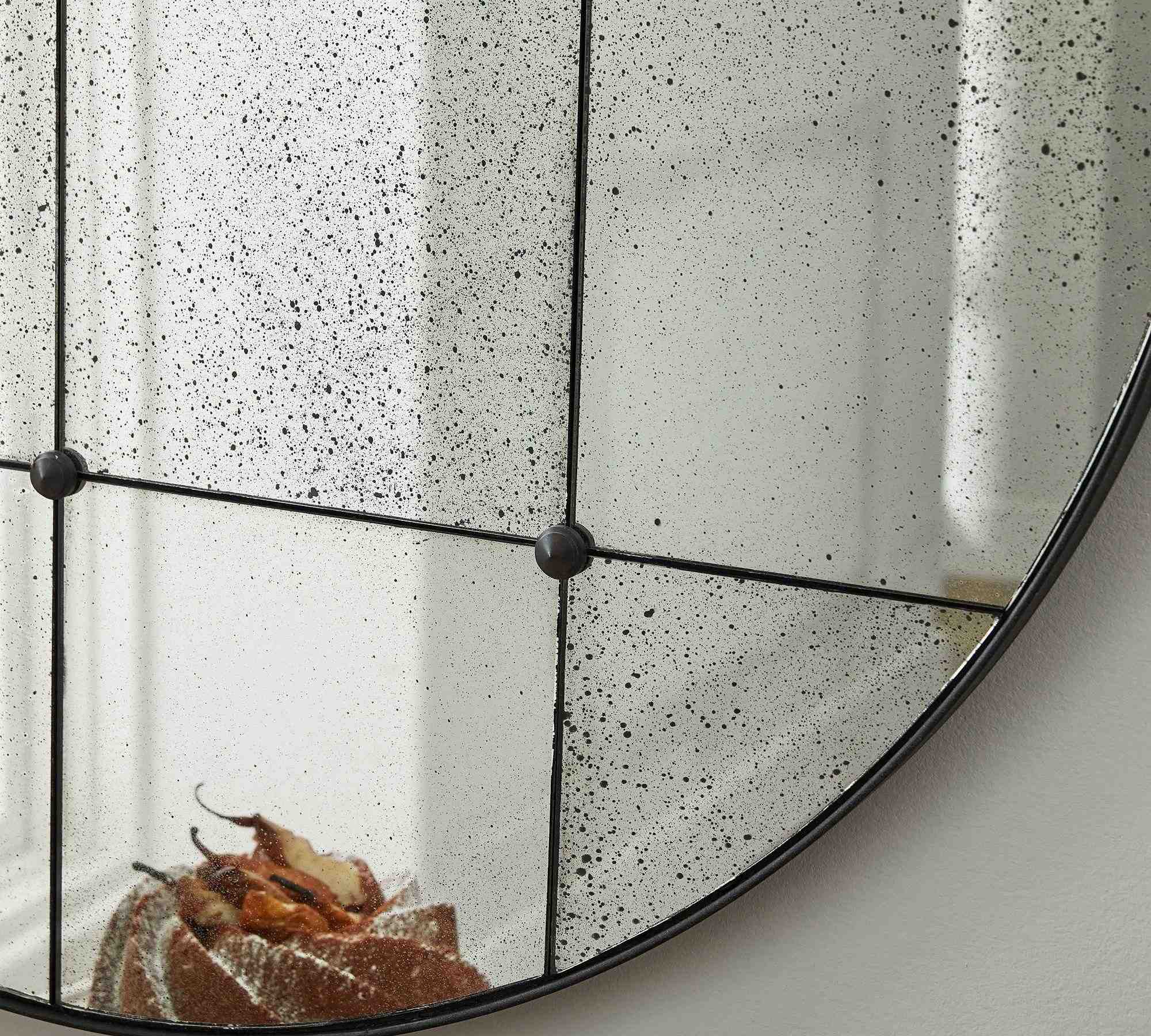 Markle Round Antique Glass Wall Mirror, 40.5"W